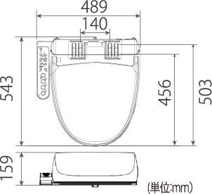 温水洗浄便座 SCS-TCU1020 寸法図