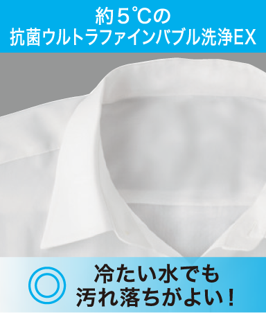 約5℃の抗菌ウルトラファインバブル洗浄EX 冷たい水でも汚れ落ちがよい!