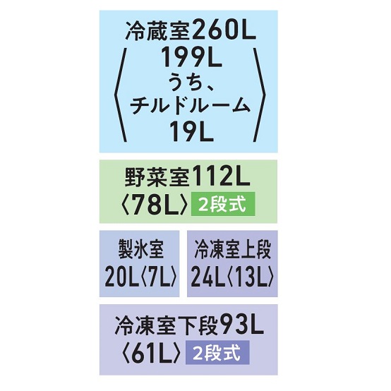 GR-A510FK(EW)の各室容量